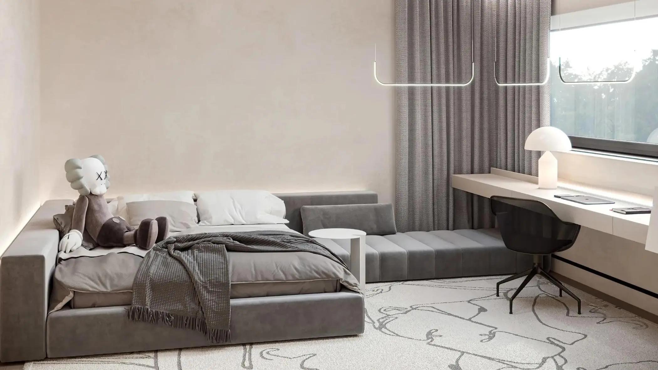 Modern Light Luxury Bedroom and Living Space
