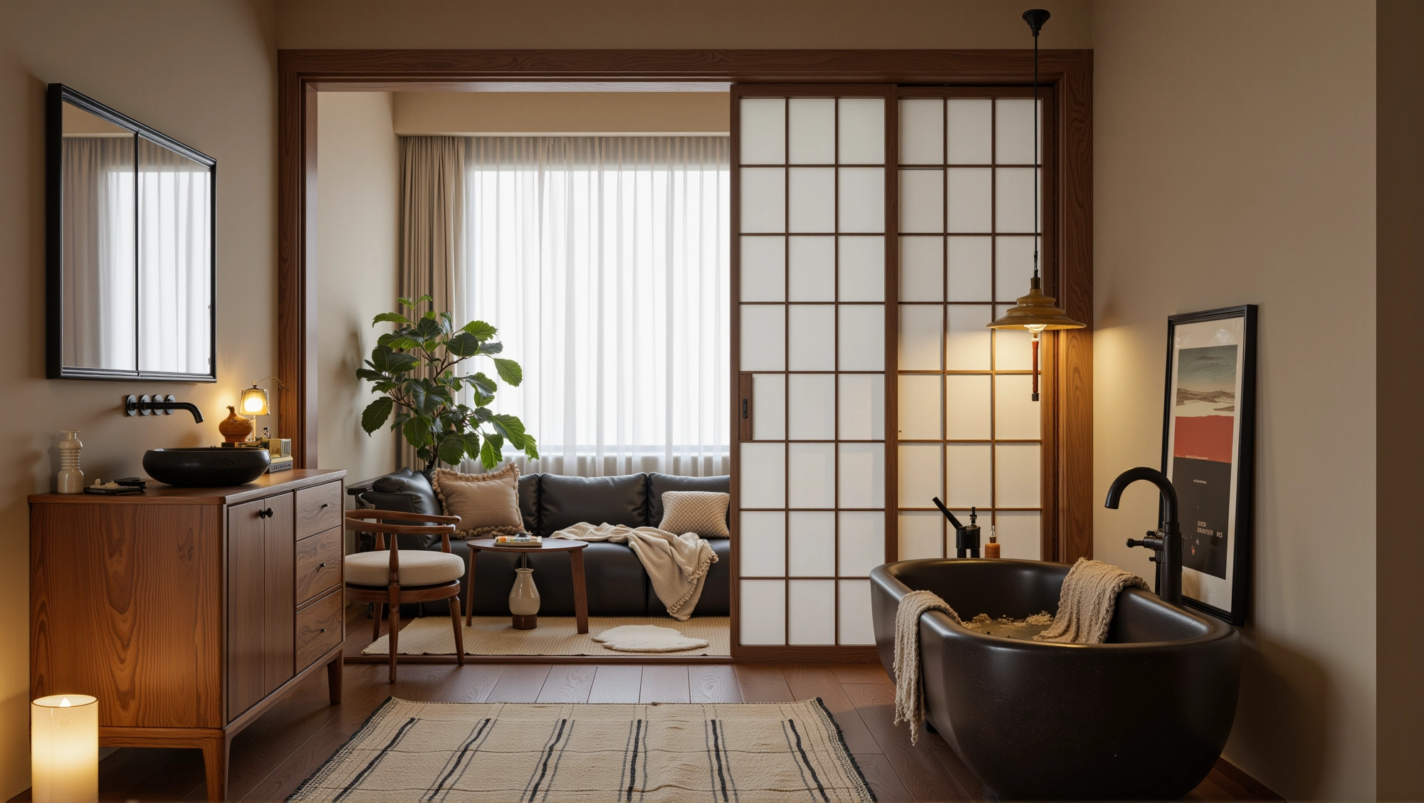 Japanese Zen Charm, Leisurely Living Space