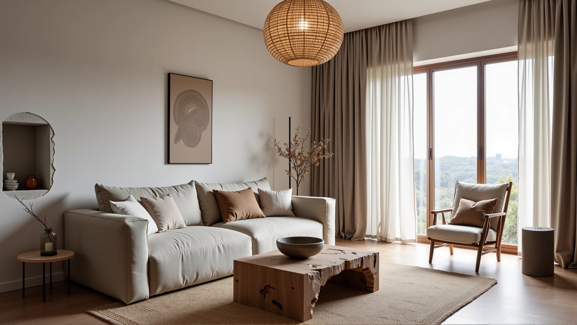 Wabi-Sabi Beauty, Natural and Quiet Living Room