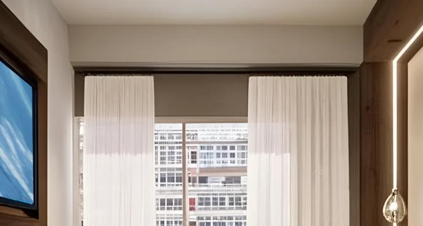 White PVC ceiling for modern minimalist luxury bedroom.