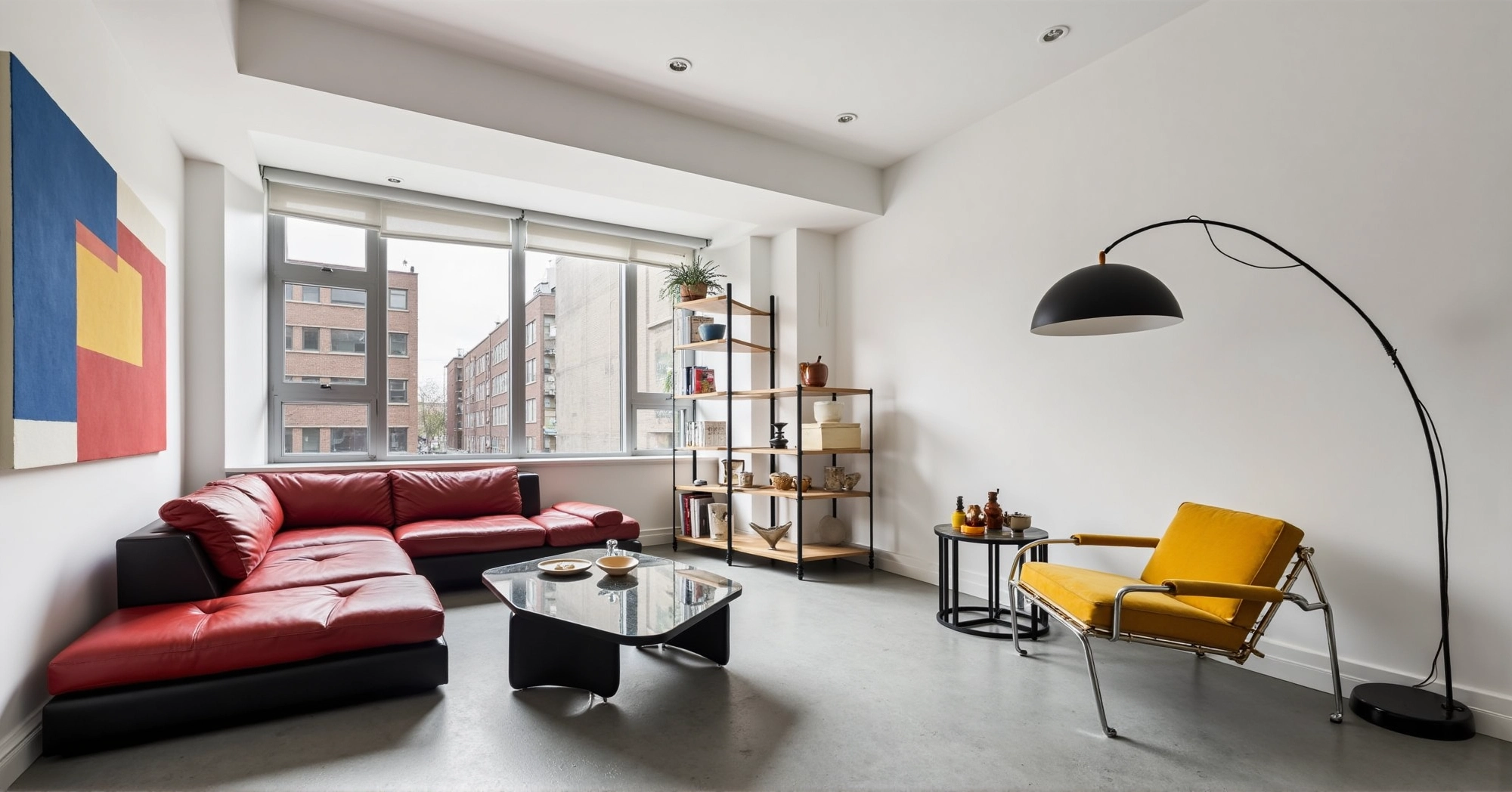 Vibrant and Modern, Color-Clashing Living Room
