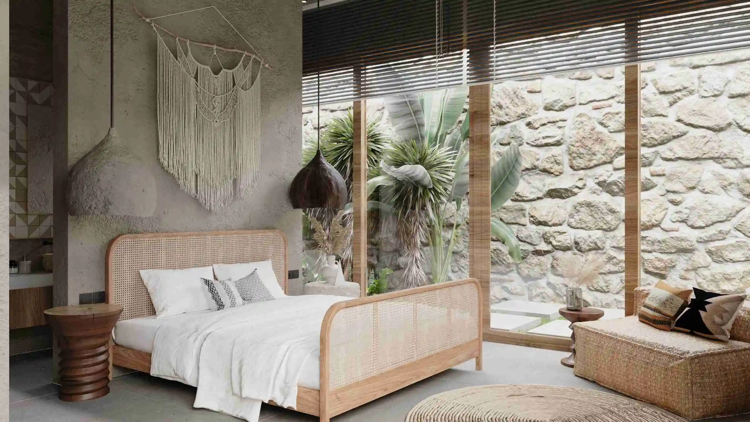 A Tranquil Bedroom with the Fusion of Wabi - Sabi and Natural Styles