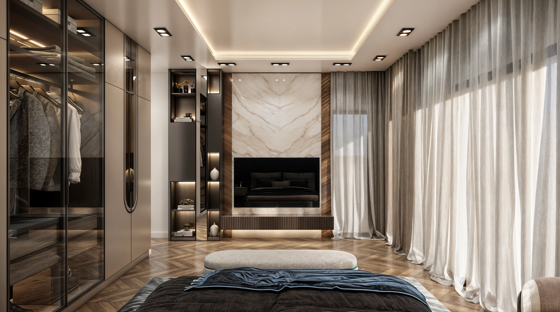 Light Luxury Texture, Elegant Master Bedroom