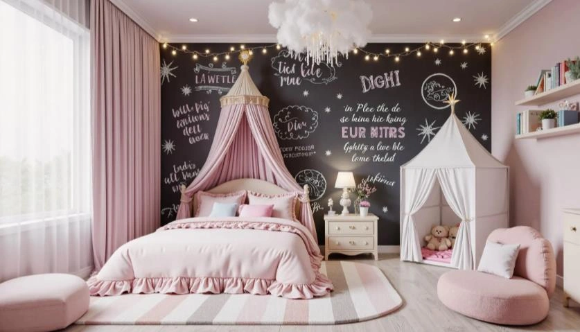 Pink fairy-tale bedroom  design