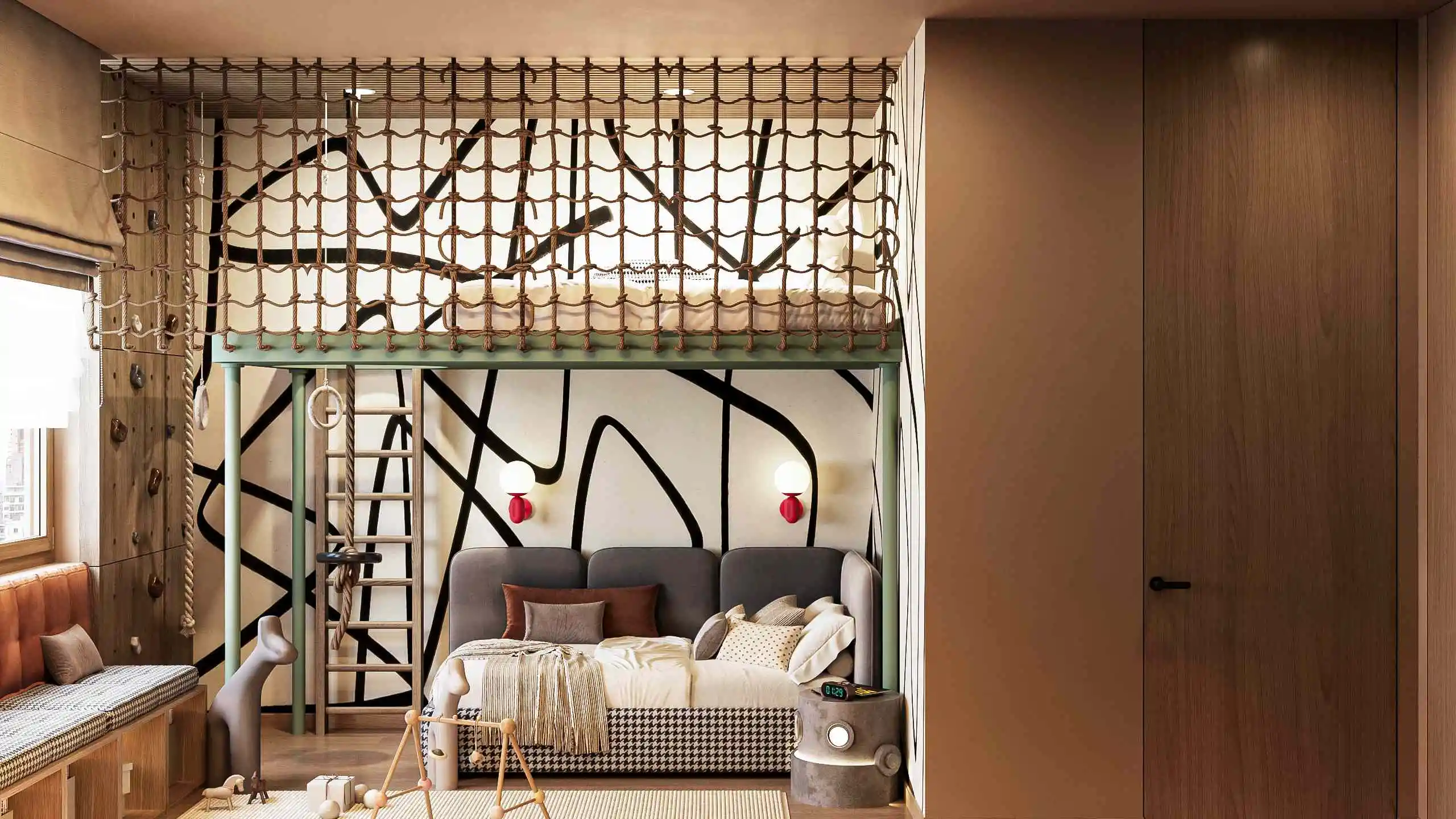 Multifunctional Children's Room with the Integration of Natural and Childlike Elements