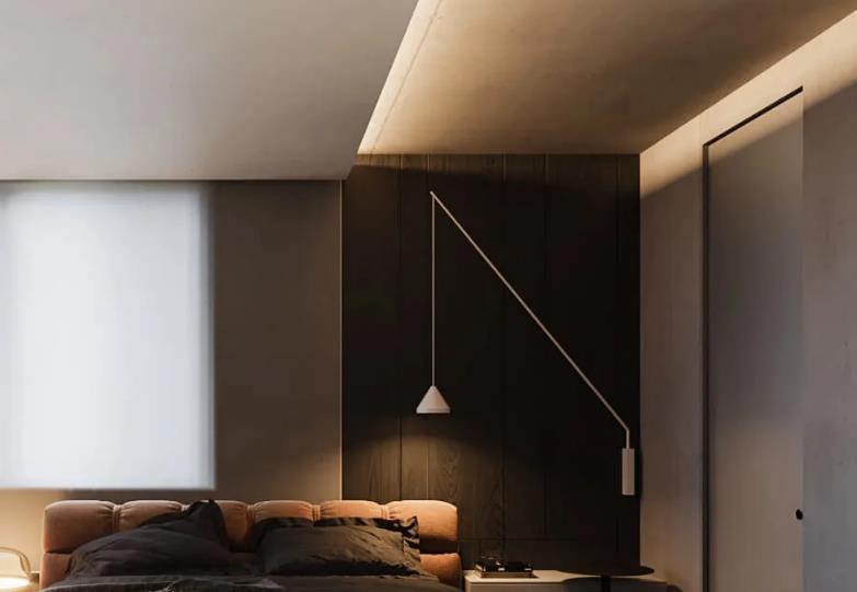 Two-tone stepped ceiling adds depth and stylish contemporary look.