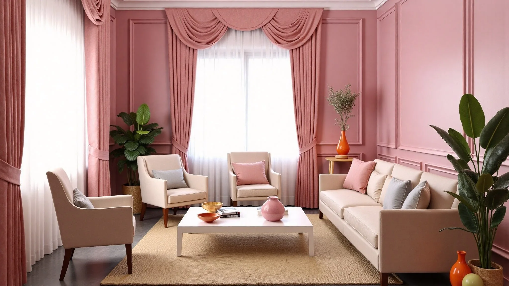 The Pink - Hued Dreamy Living Room: A Haven for Soft and Warm Moments