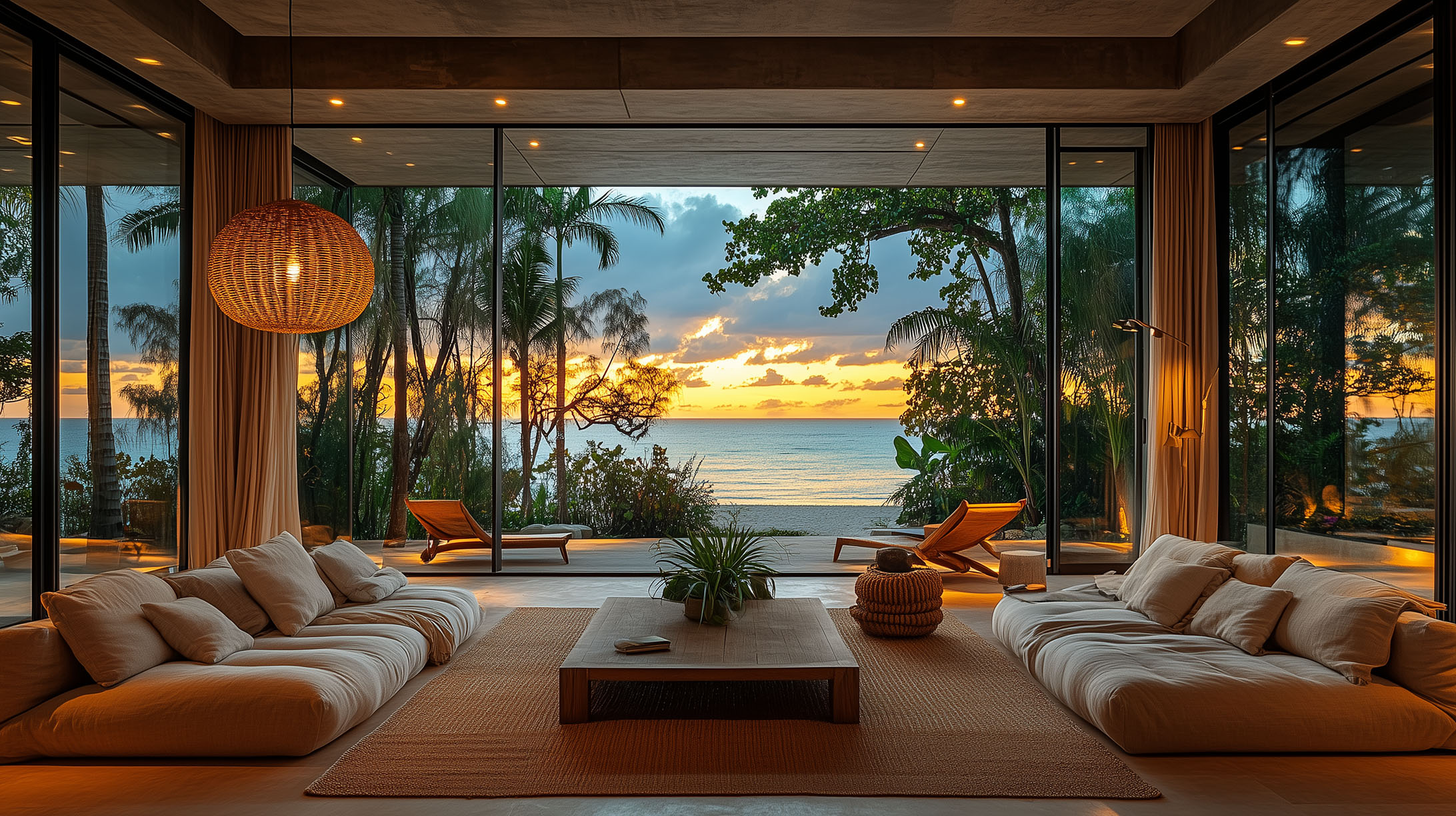 Island-style interior design for the living room