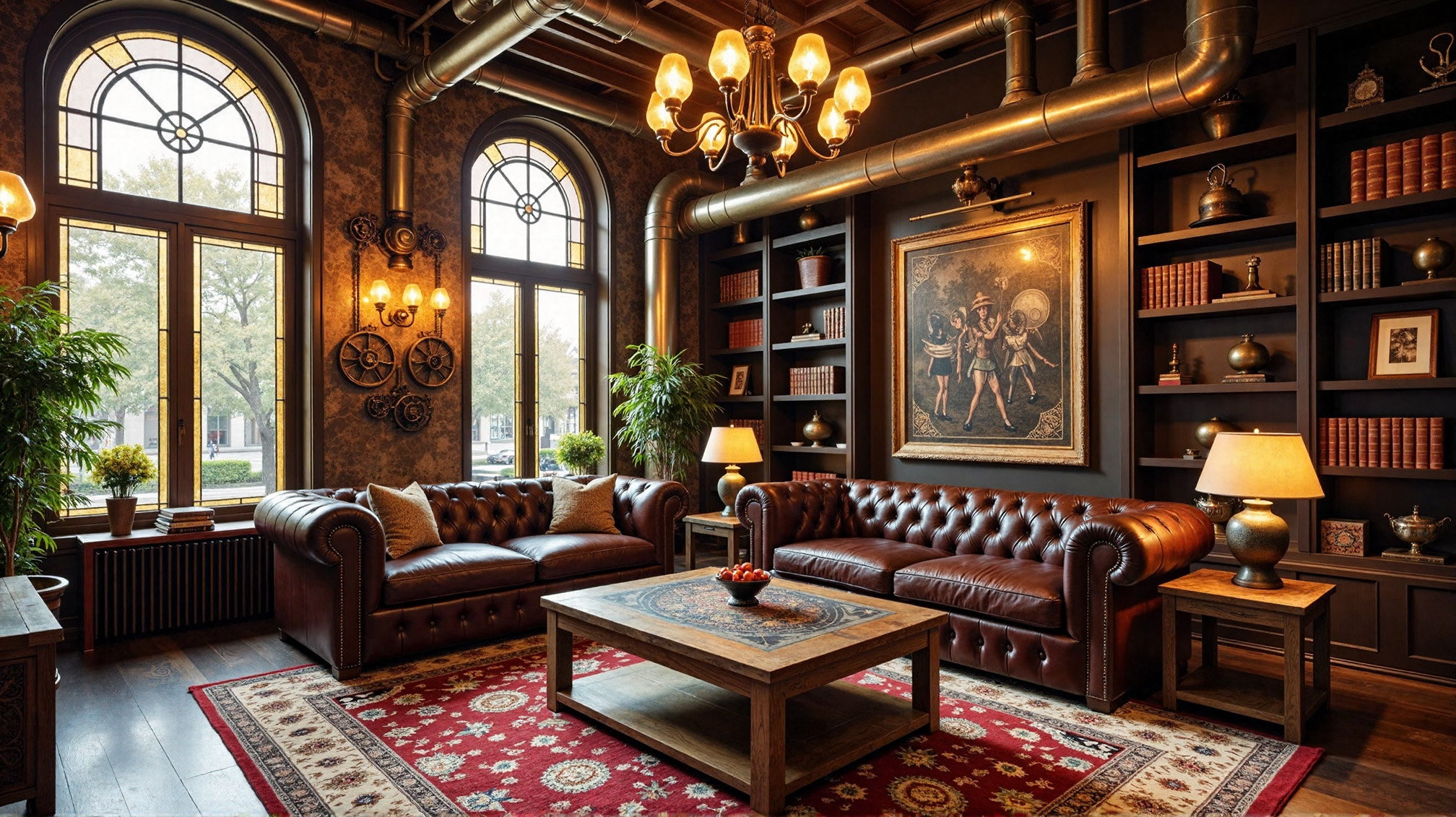 Steam-punk style space, living room