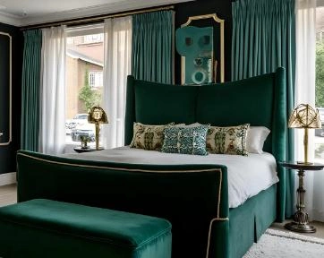 The deep green curtains