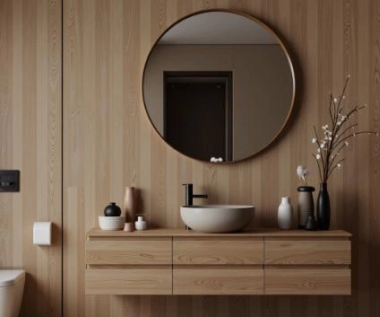 Wall-mounted walnut washbasin