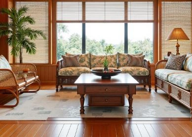 The terrazzo floor tiles laid on the living room floor