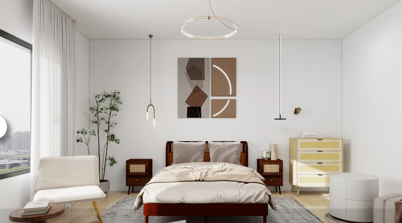 simple wooden bed