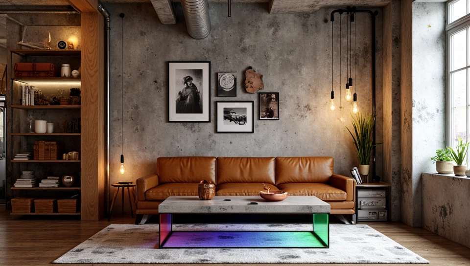 Hardcore Artistic Dwelling of Industrial Style Living room 4