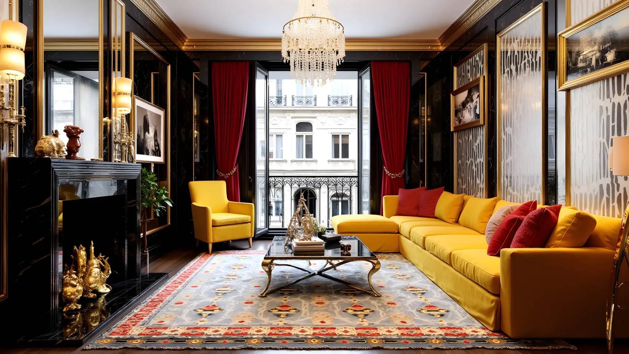 Gilded Luxurious French Palace-style Mansion living-room