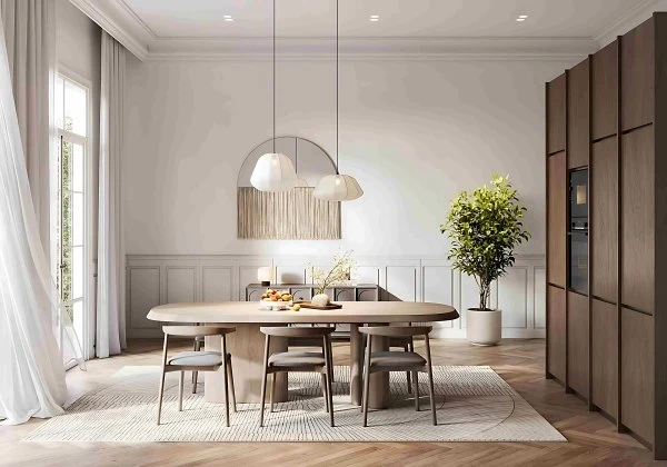 Modern Minimalist Living Room Interior dining-room