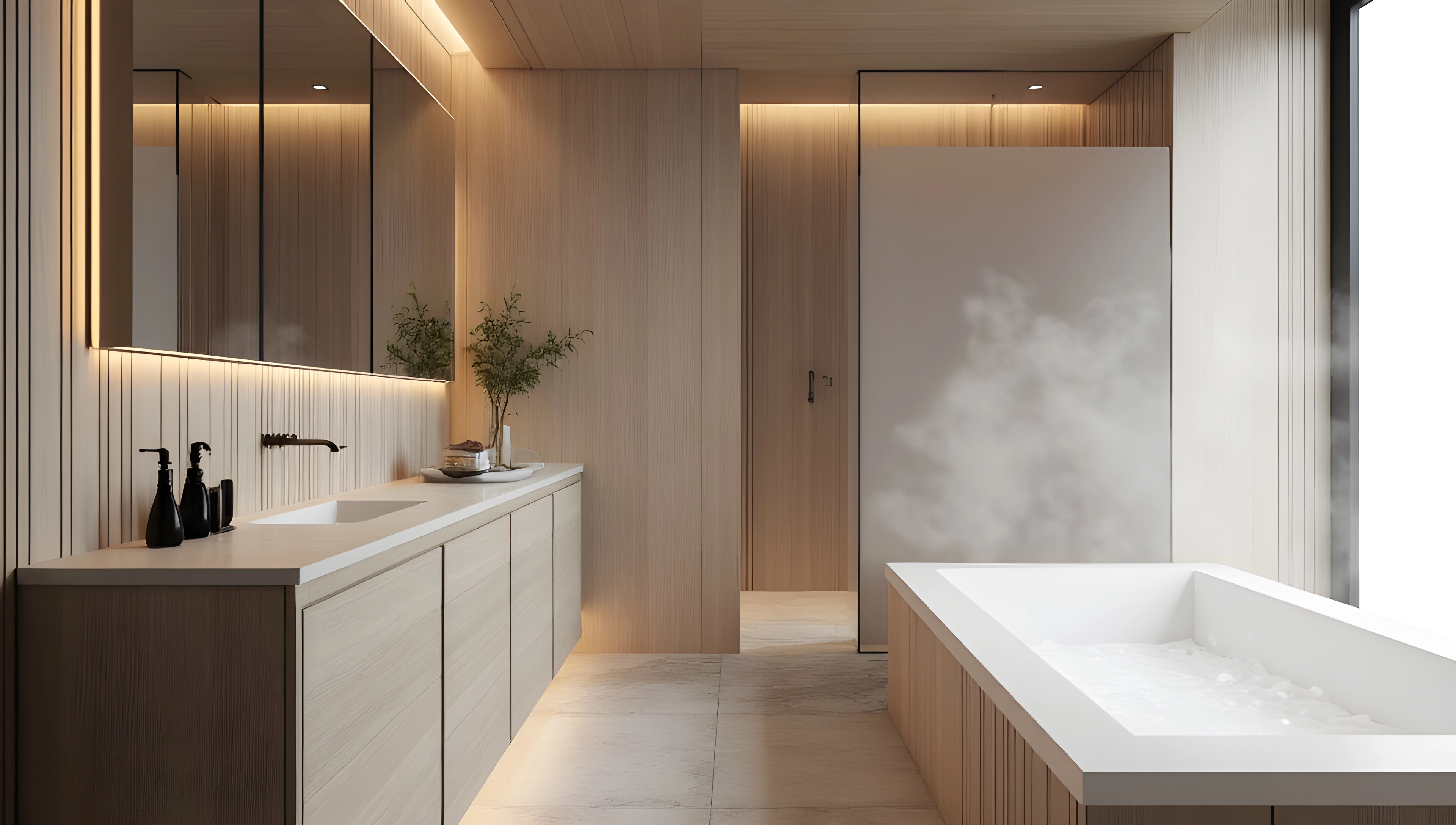 Wood-Toned Elegant Bath with Natural Texture Bathroom 2