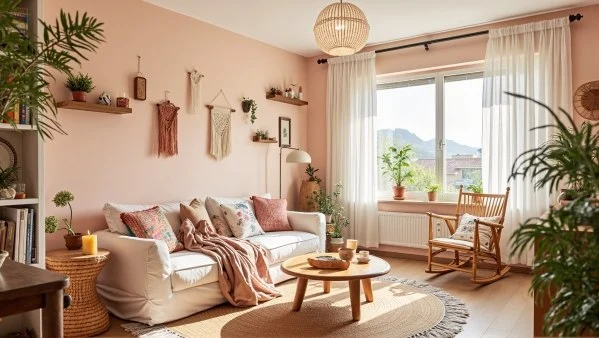 Soft Pink Retreat Warm Relaxed Vibe Woven