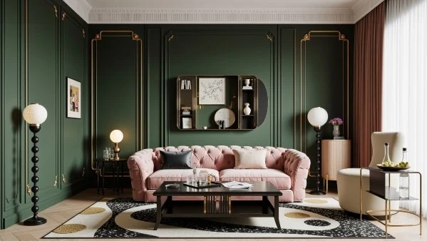 Elegant Luxury Soft Pink Living Room living-room