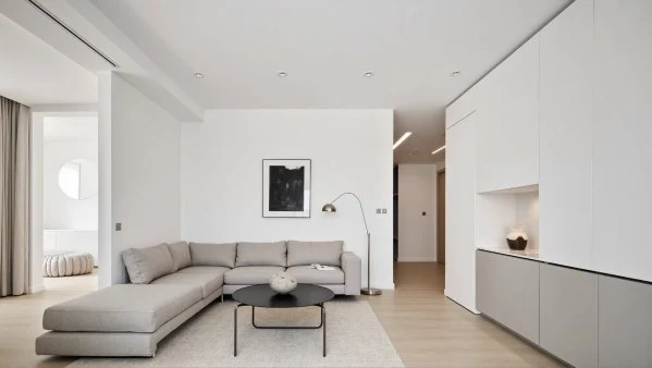 White and Light Wood Minimal Soft Living Room living-room