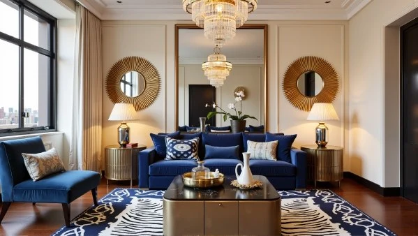 Royal Blue & Gilt A Retro-Luxury Living Hall