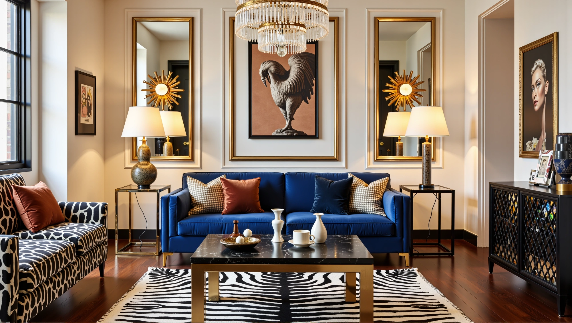 Royal Blue & Gilt A Retro-Luxury Living Hall Living room 2