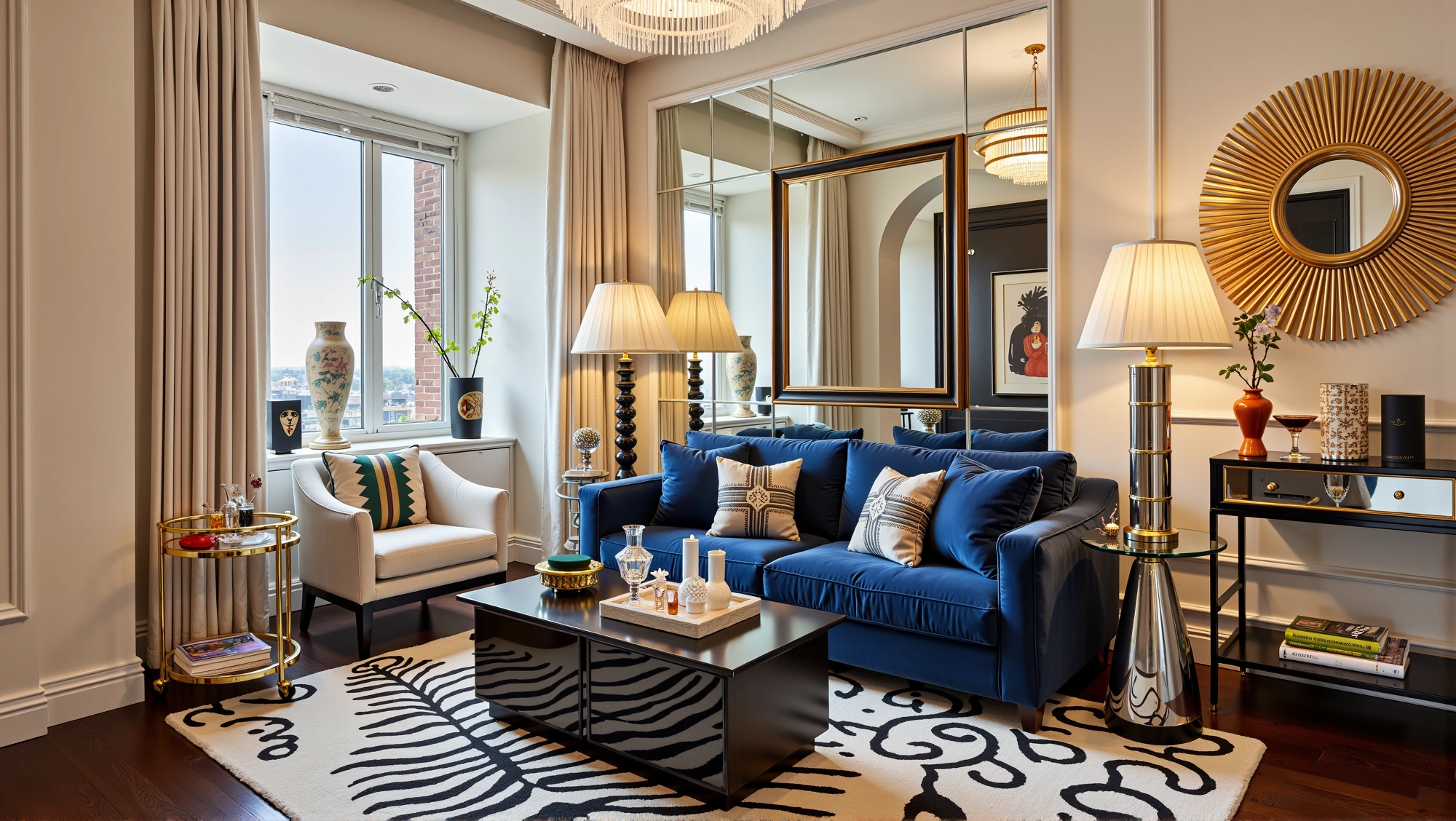 Royal Blue & Gilt A Retro-Luxury Living Hall Living room 4