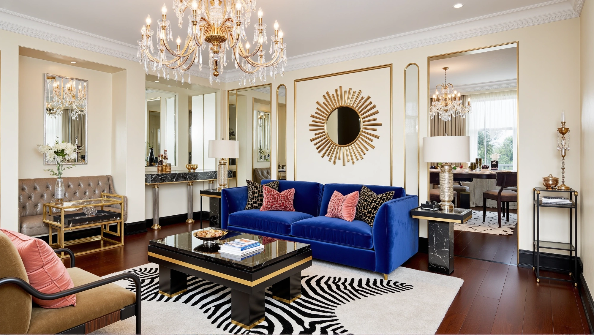 Royal Blue & Gilt Retro-Luxury Living Hall Living room 1