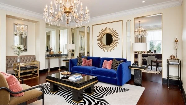 Royal Blue & Gilt Retro-Luxury Living Hall living-room