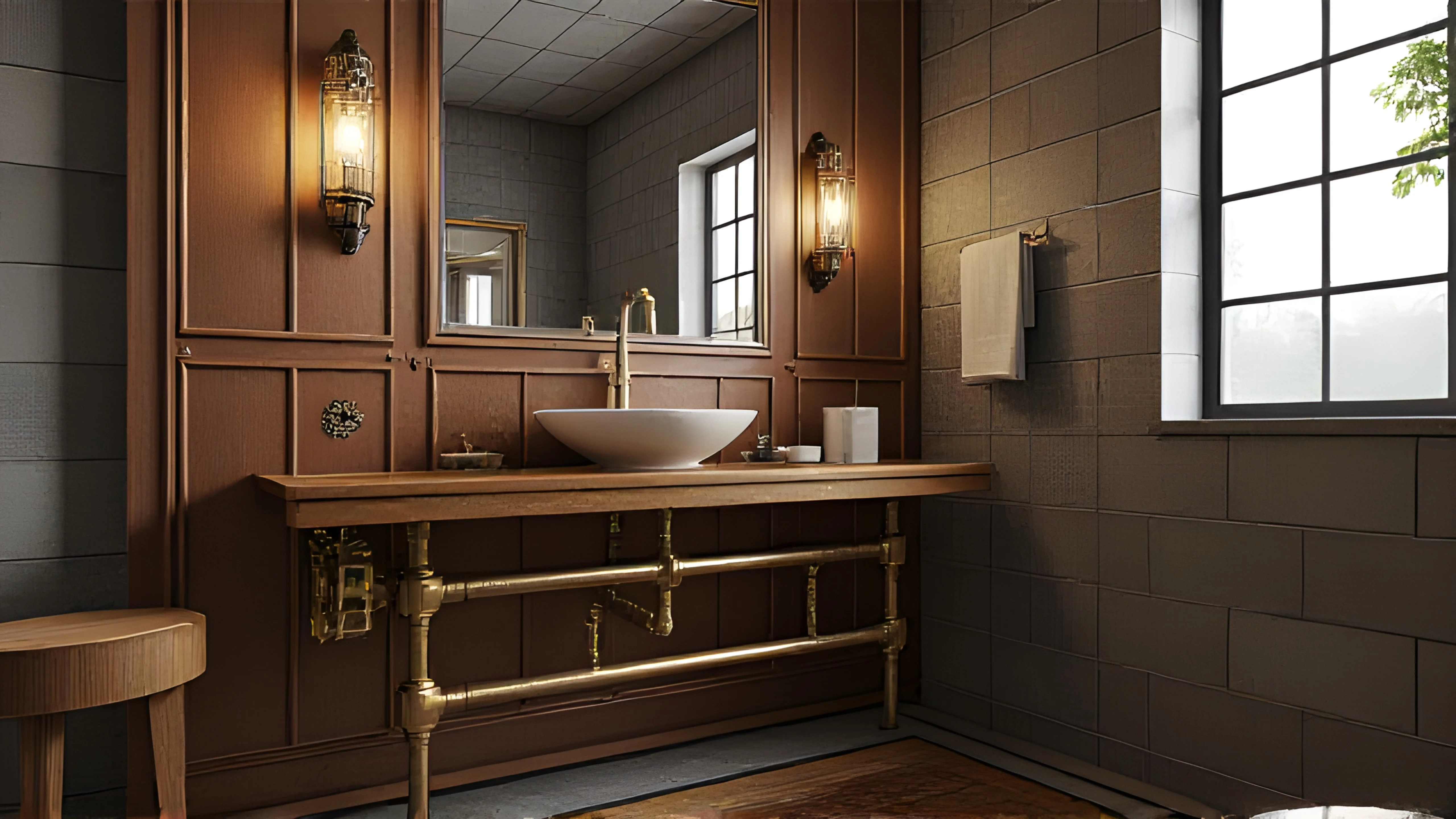 Industrial-Style: Collision of Retro and Metal Bathroom 1