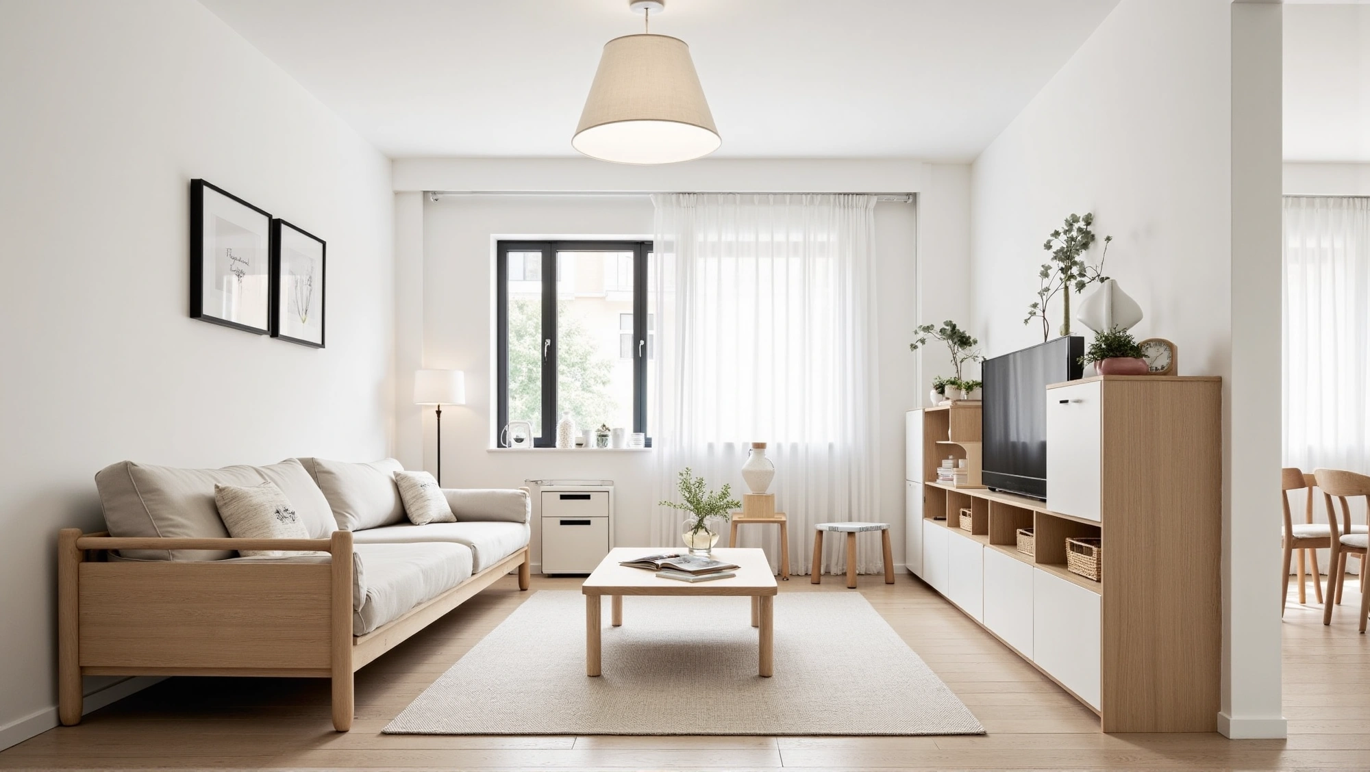 Soft Wood & Pale White A Healing Living Nook Living room 3
