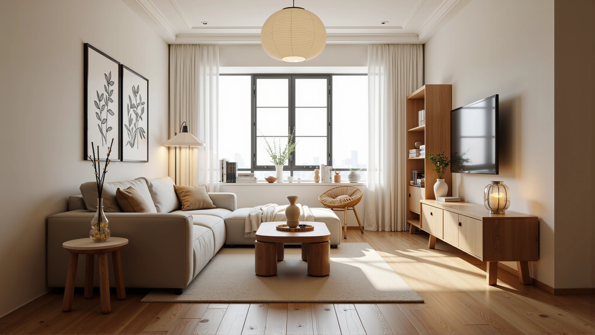 Light Wood Warm Tone Minimal Relaxed Living Hall Living room 1
