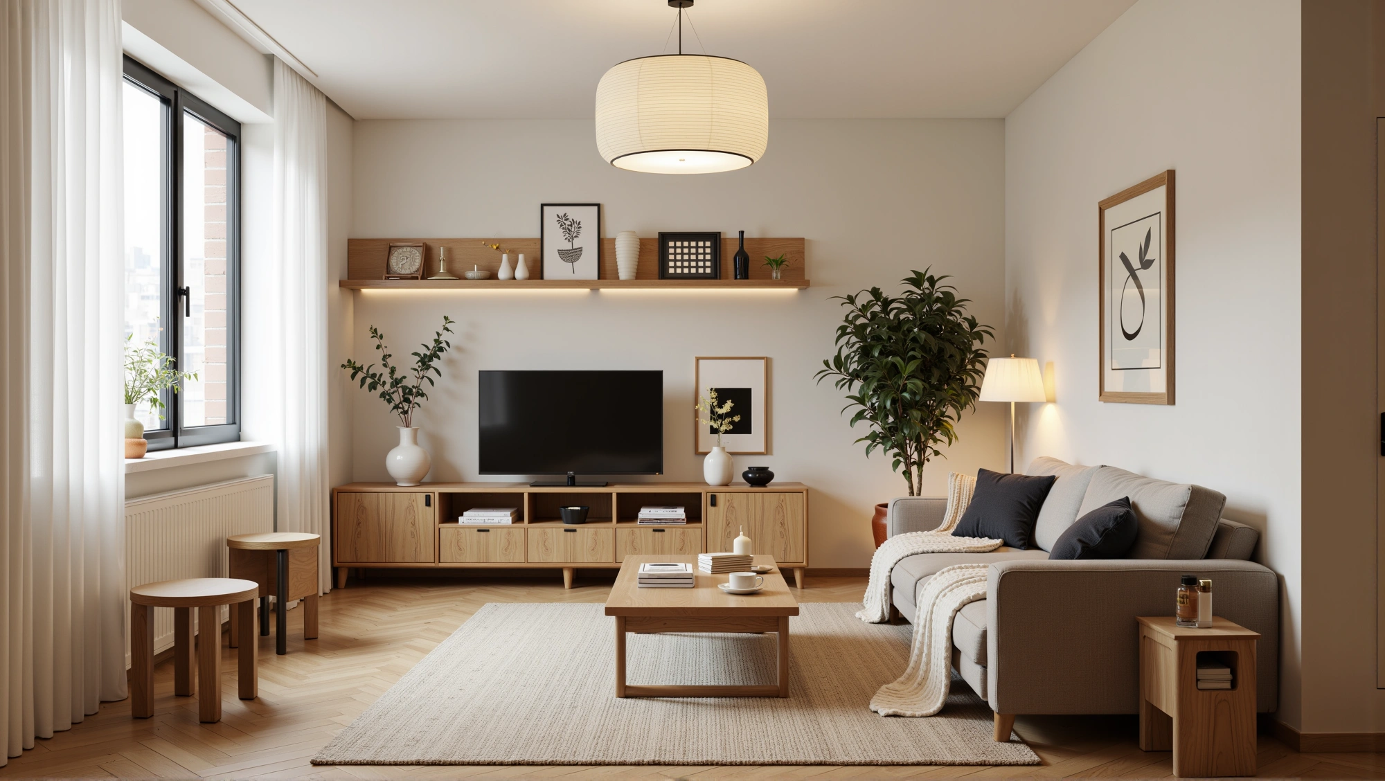 Light Wood Warm Tone Minimal Relaxed Living Hall Living room 2