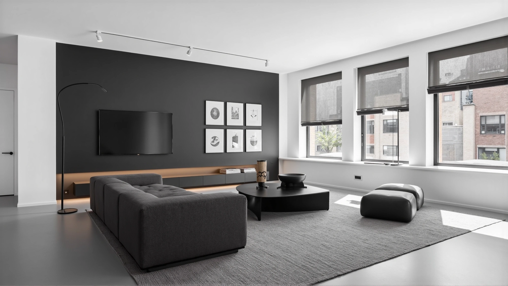 Gray-Tone Minimalism Sleek Textured Living Space Living room 4