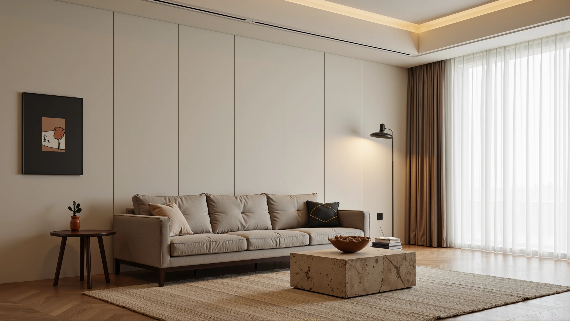 Warm Beige Soft Tone Relaxed Living Space Living room 3