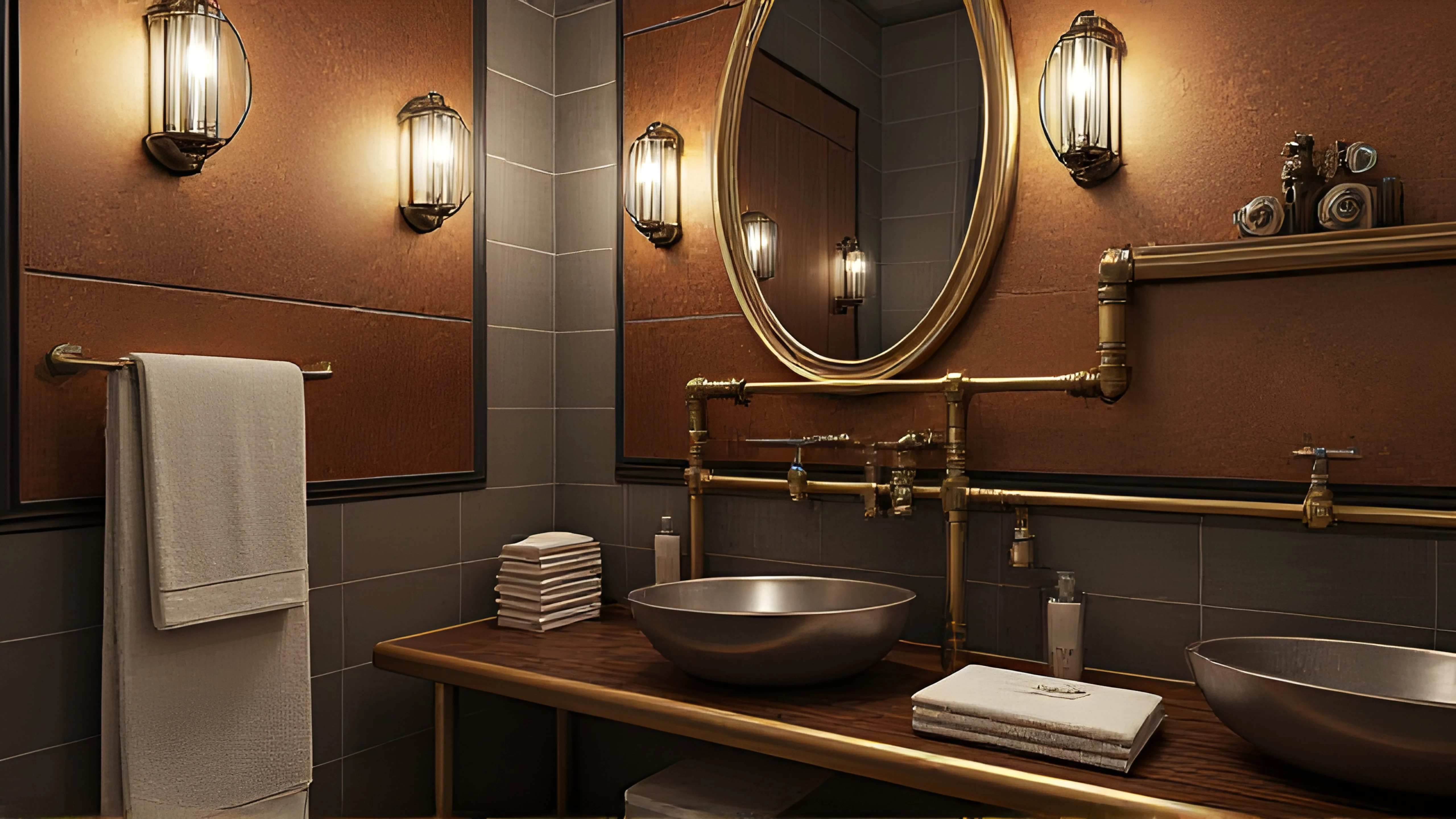 Industrial-Style: Collision of Retro and Metal Bathroom 2