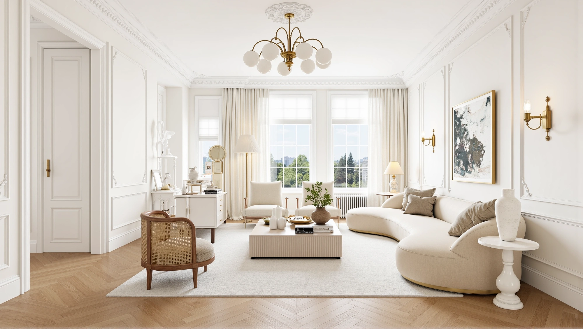 Ivory Relaxed Luxury in French Textured Home Living room 4