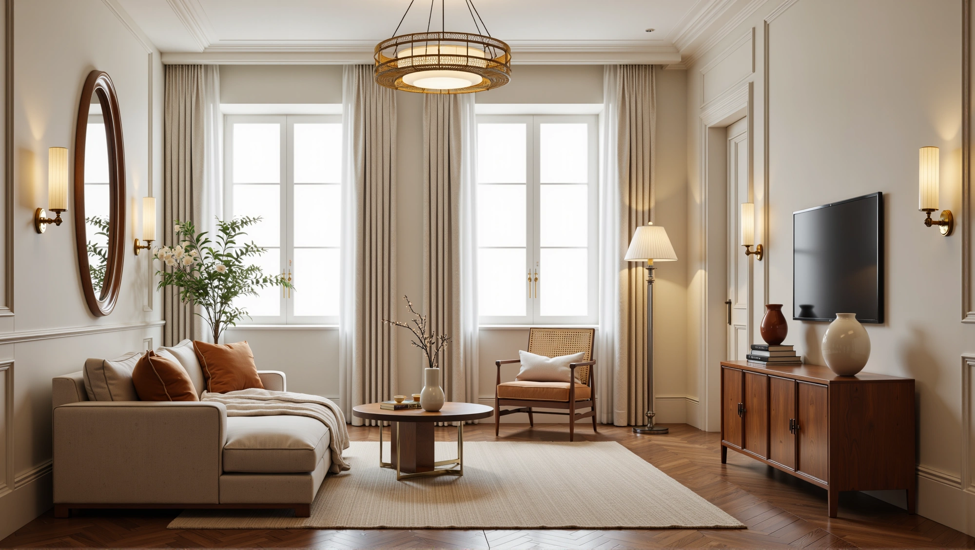 Light French Relaxation in Soft Beige Texture Living room 2