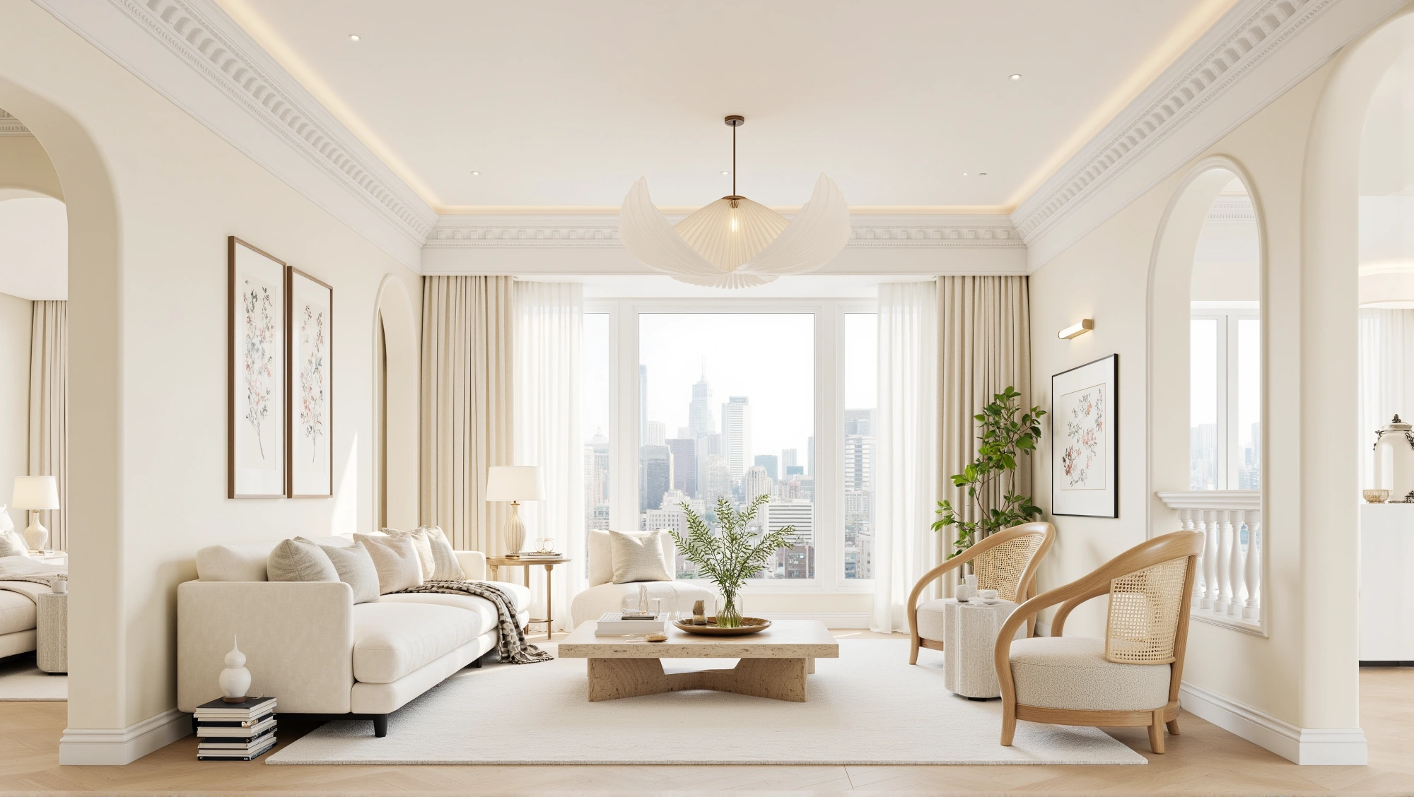 Gentle Breath in Warm White Arches Living room 2