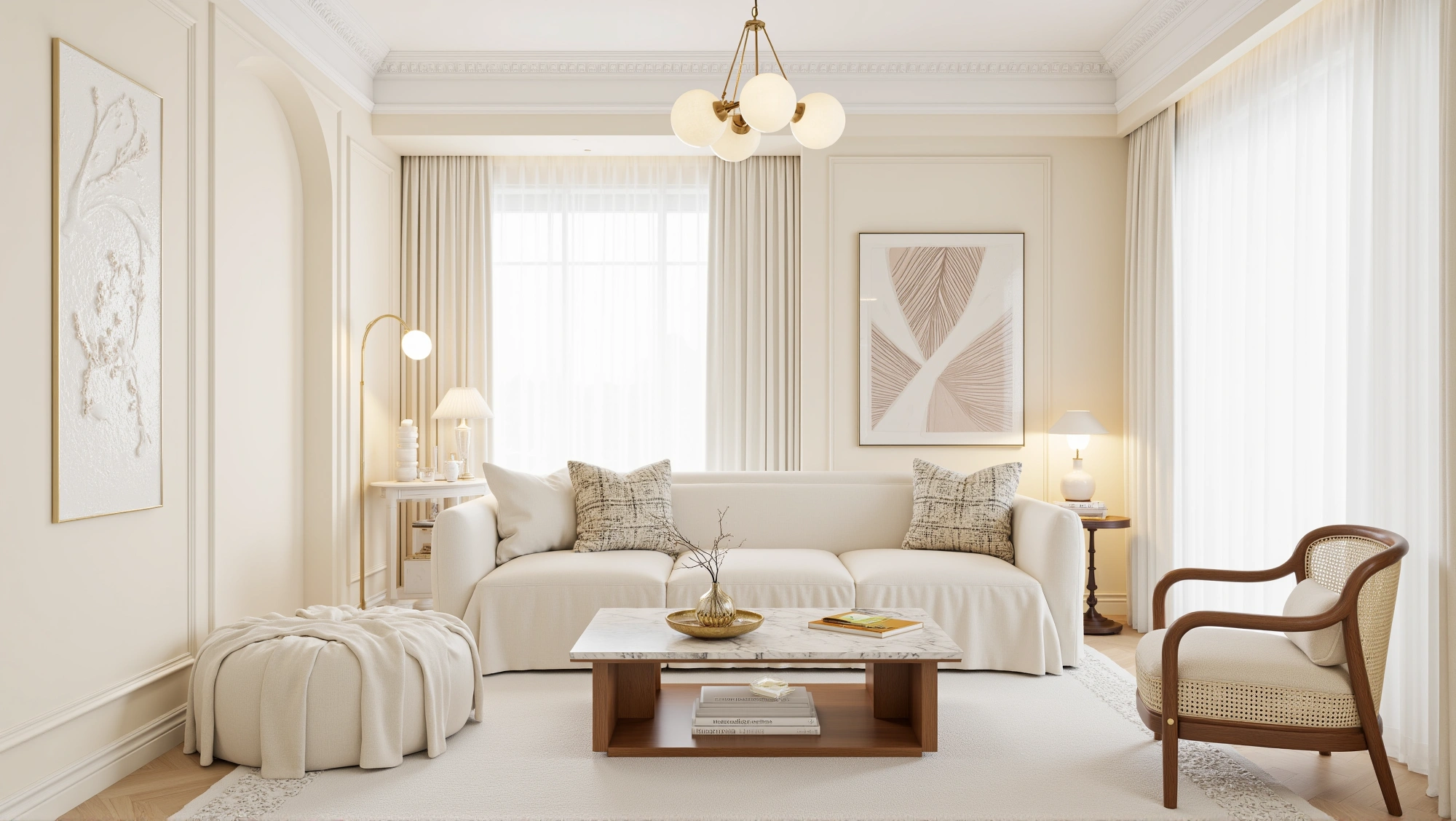 Gentle Breath in Warm White Arches Living room 3