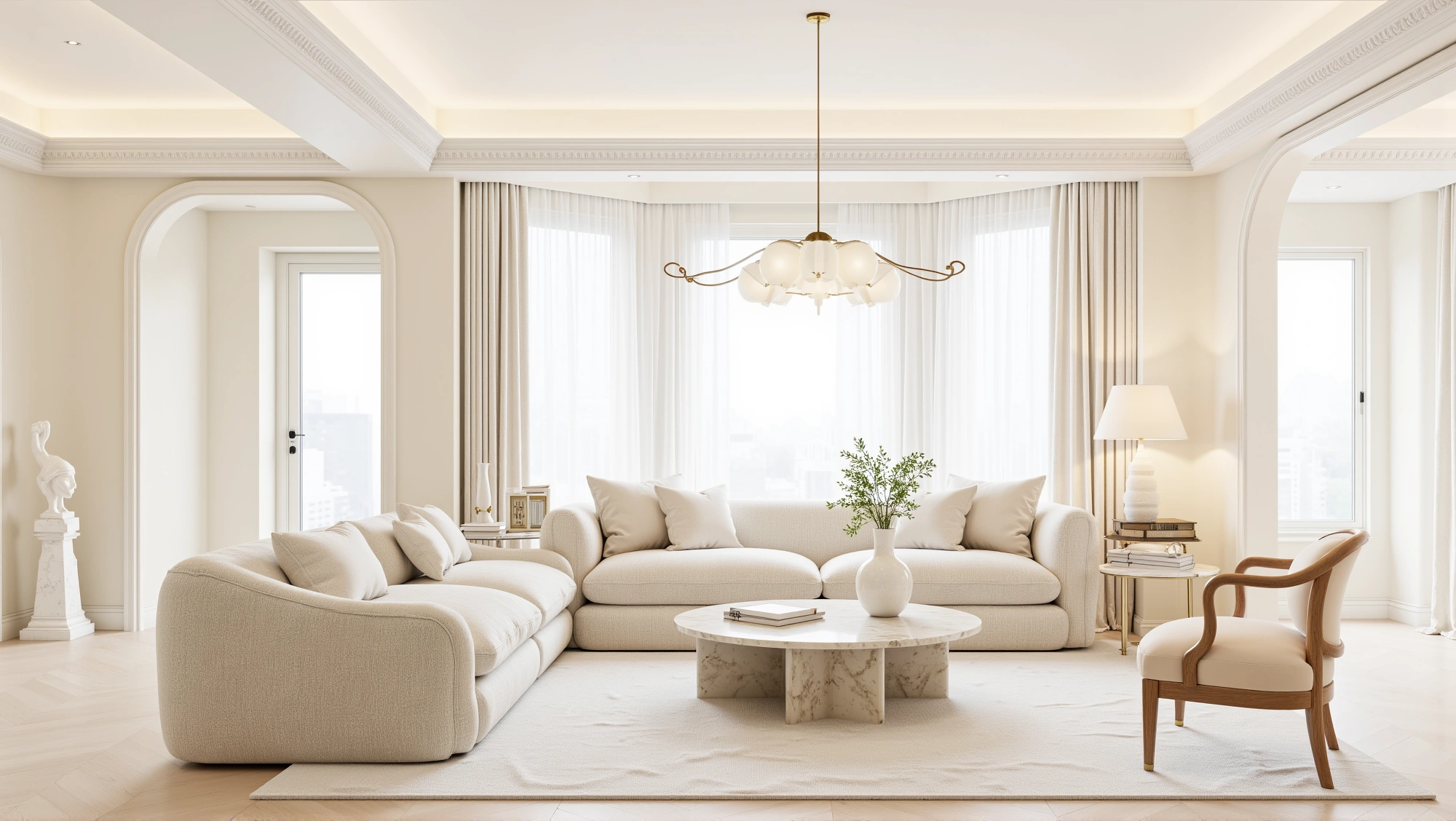 Gentle Breath in Warm White Arches Living room 4