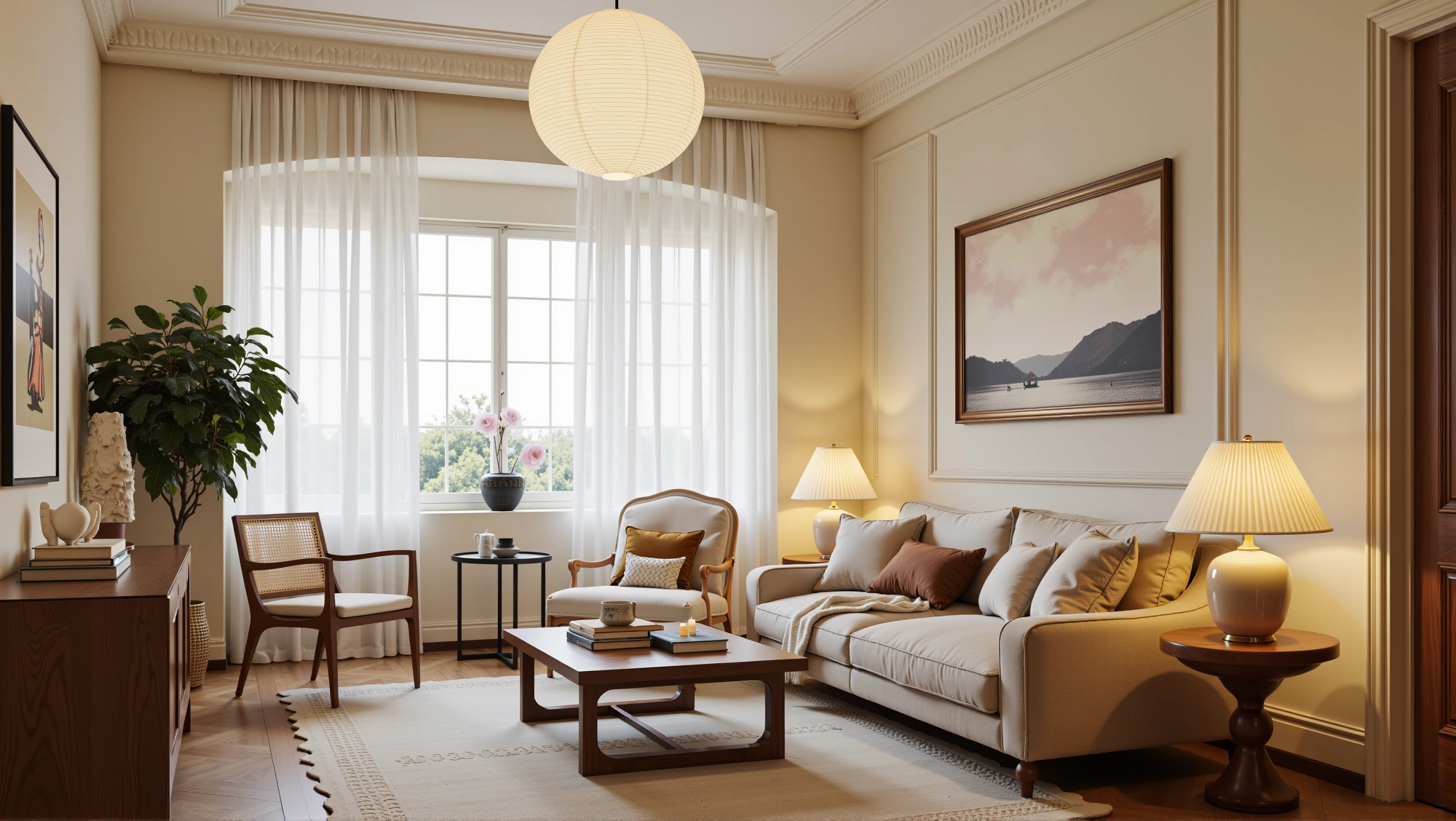 Light French Relaxation in Soft Beige Texture Living room 5