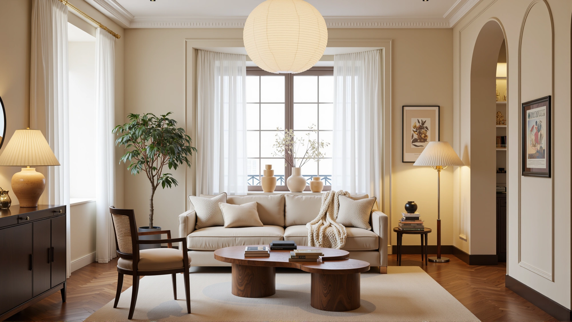 Warm-Toned Gentle Home Narrating Elegant Living room 3