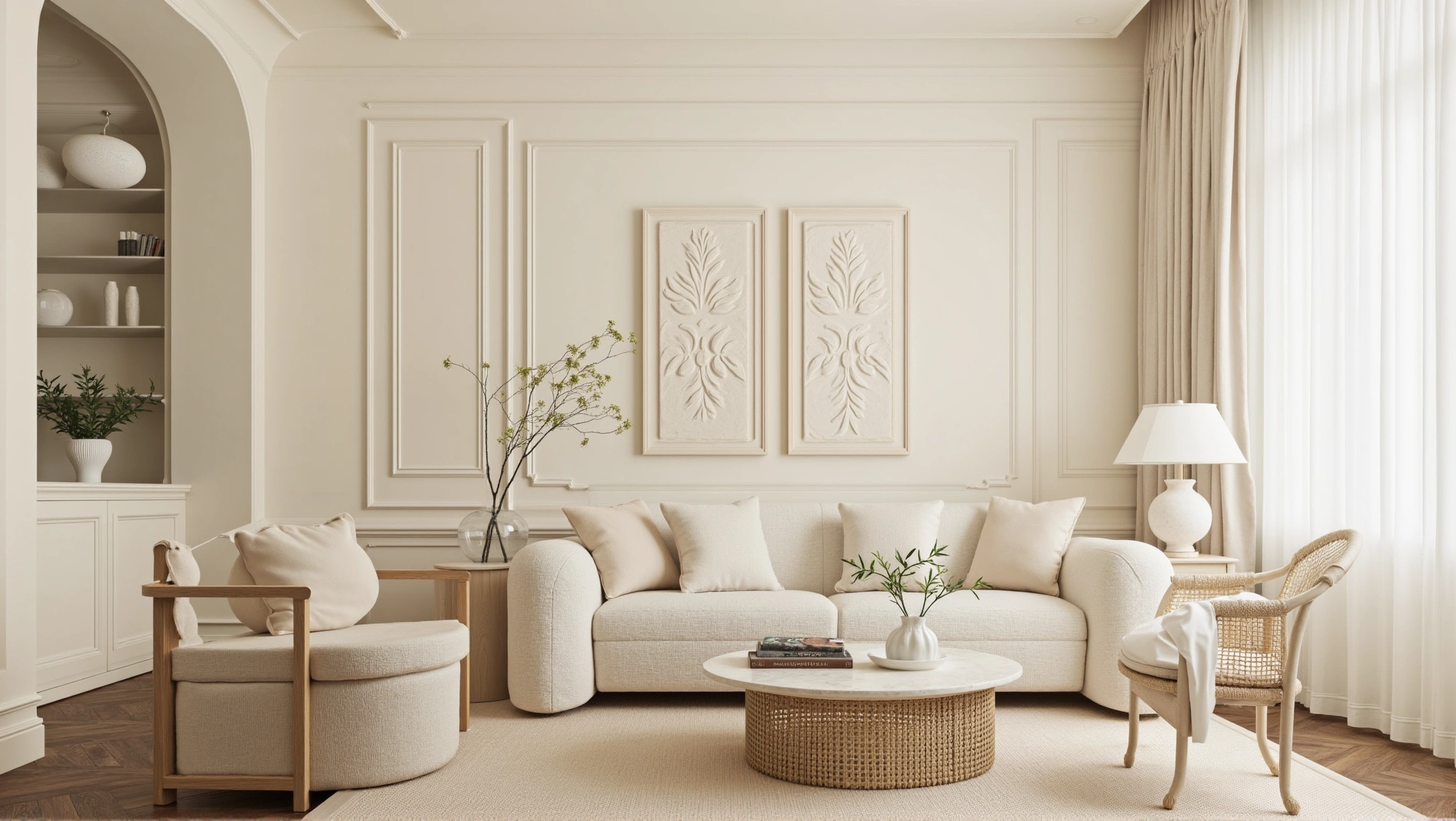 French Soft Cream Living Room Living room 2