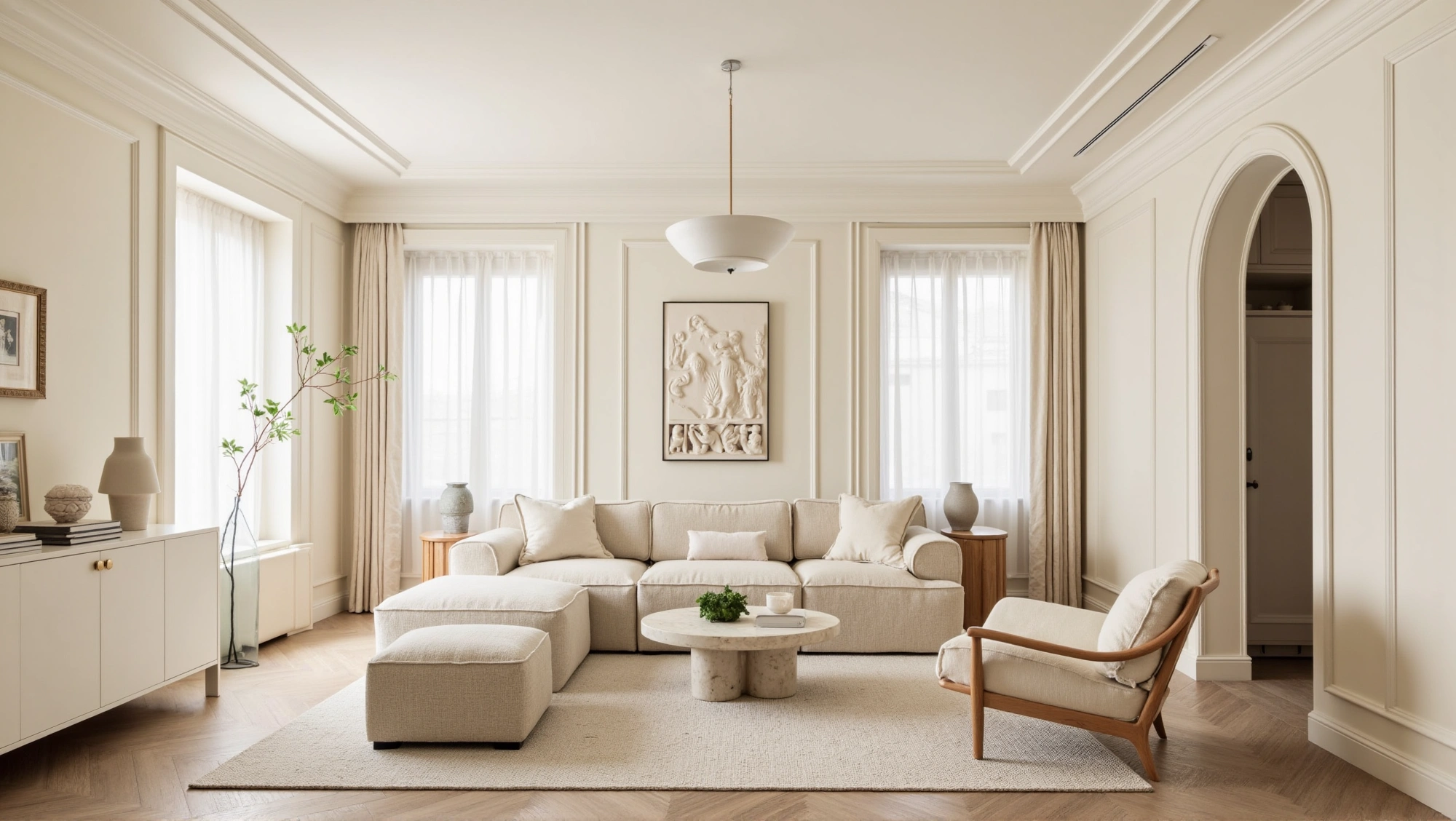 French Soft Cream Living Room Living room 3