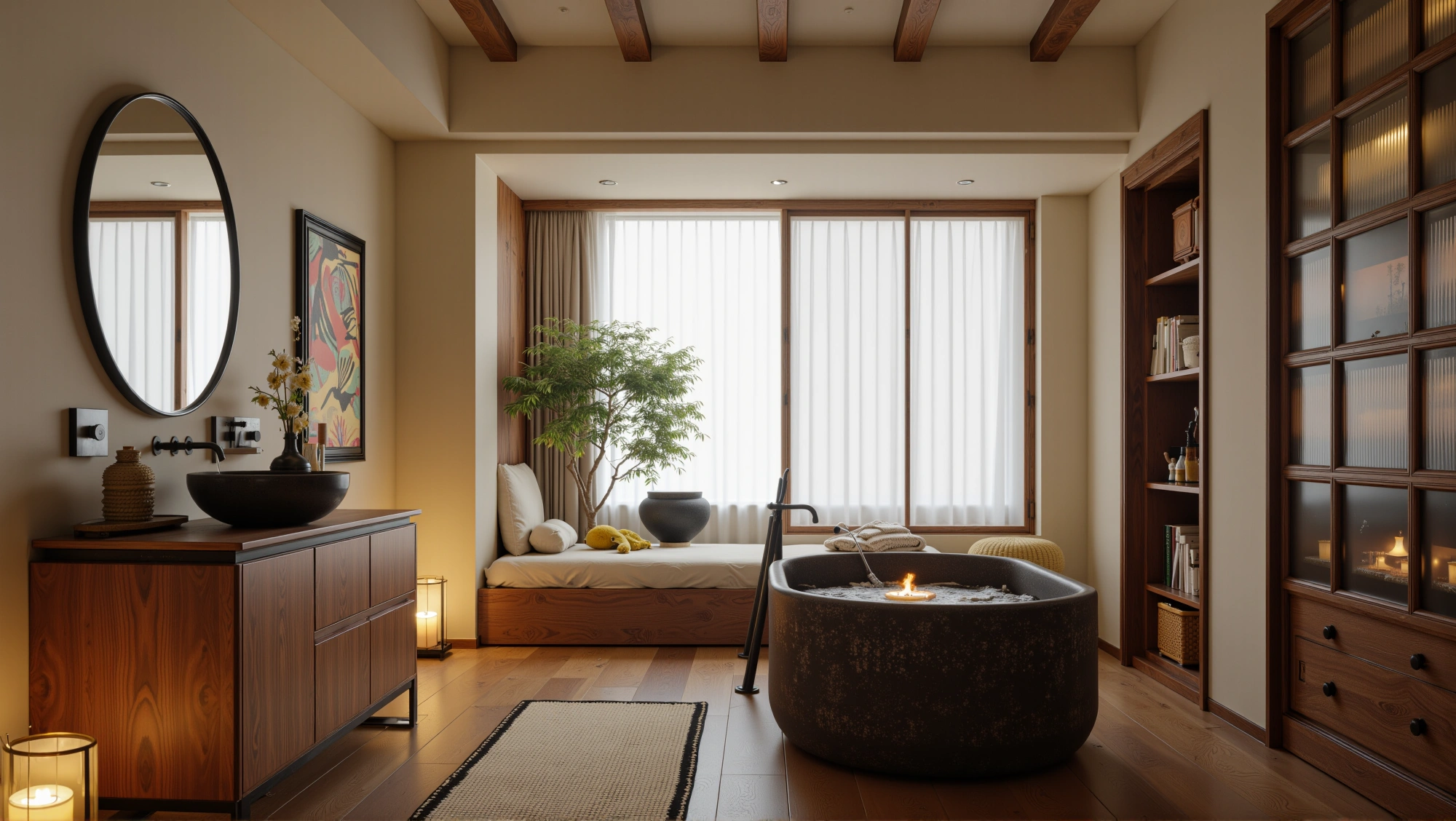 Wooden Charm: A Healing Realm of Elegant Bathroom Bedroom 1