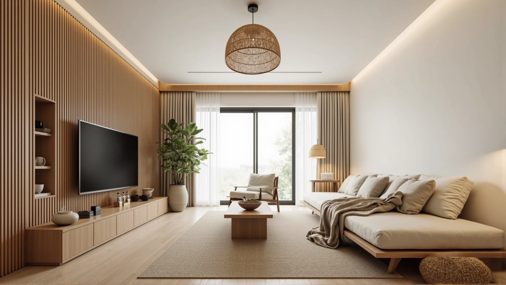 Warm-Toned Gentle Home Narrating Elegant Living room 5