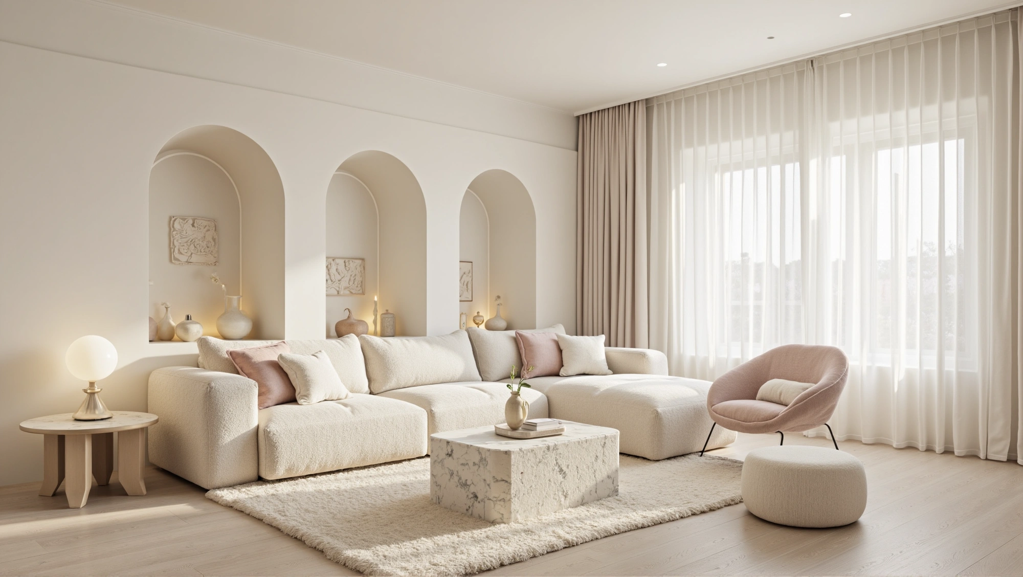  A Tender Nook Wrapped in Pink Tones Living room 1