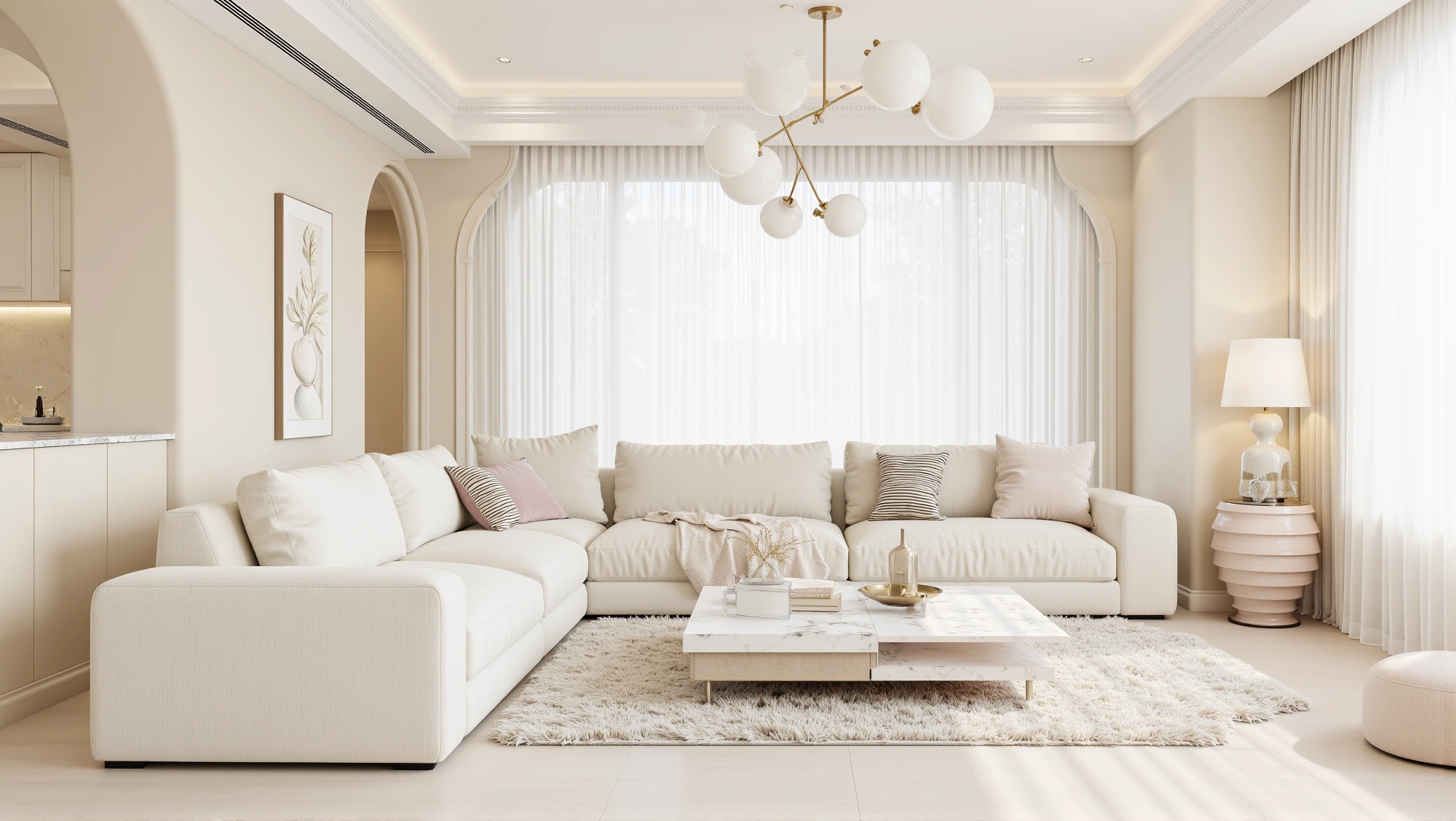 Cozy Living Room in Soft Mist Warm Tones Living room 2