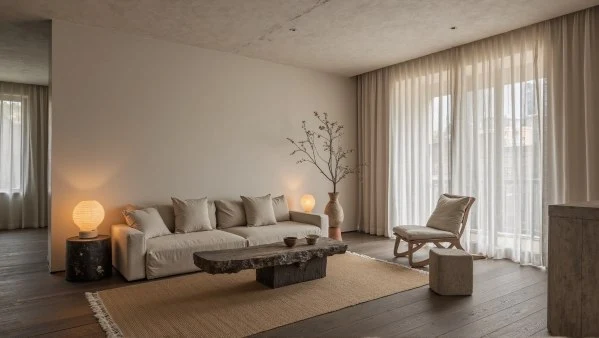 Relaxed Abode Wrapped in Natural Textures living-room